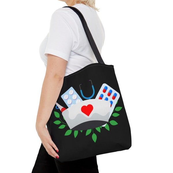 Medical Symbol Nurse Tote Bag, Reusable Shoulder Bag, Shopping Bag, Gym Work Carryall, Casual Cute Tote Bag, Custom Tote Bag