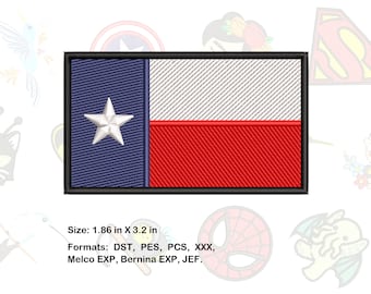 Texas Flag Embroidery Design. – 4x4 & 5x5 Hoop – Instant Download