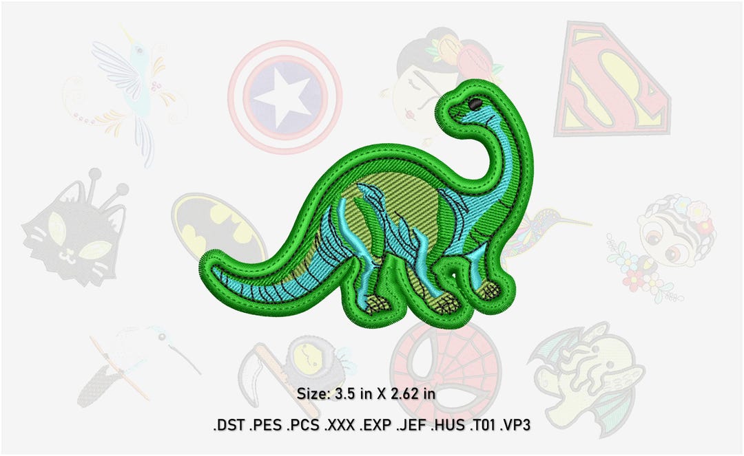 Dinosaur Embroidery Design – Kawaii Dino Applique (digital File - Etsy ...