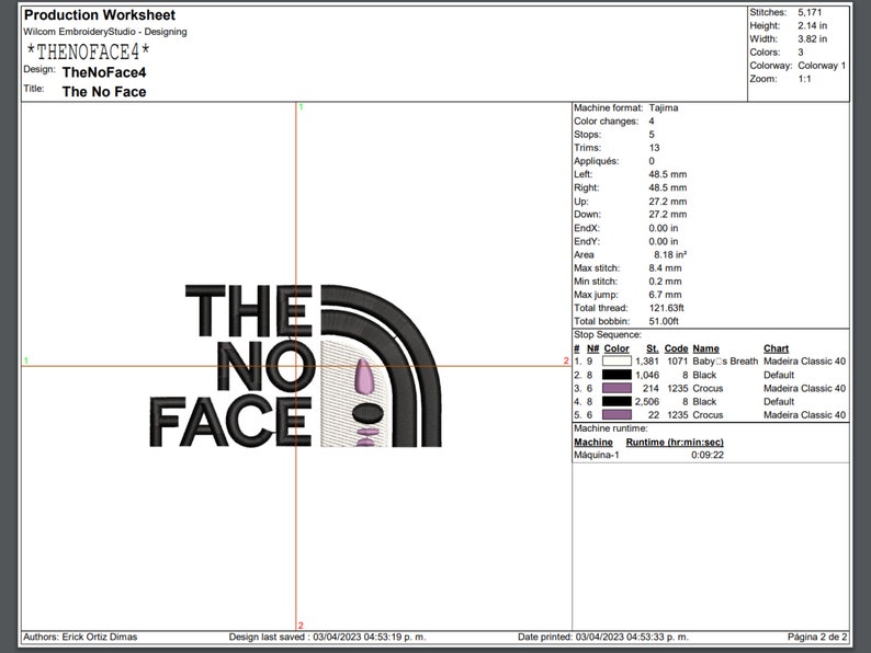 Anime Machine embroidery Design. The no Face. 4 sizes image 4