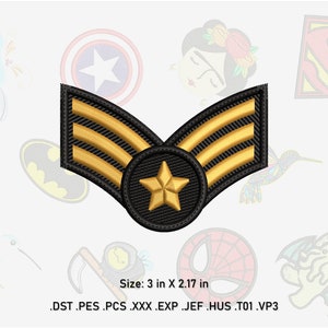 Military Insignia Embroidery Design. 3 in X 2.17 in