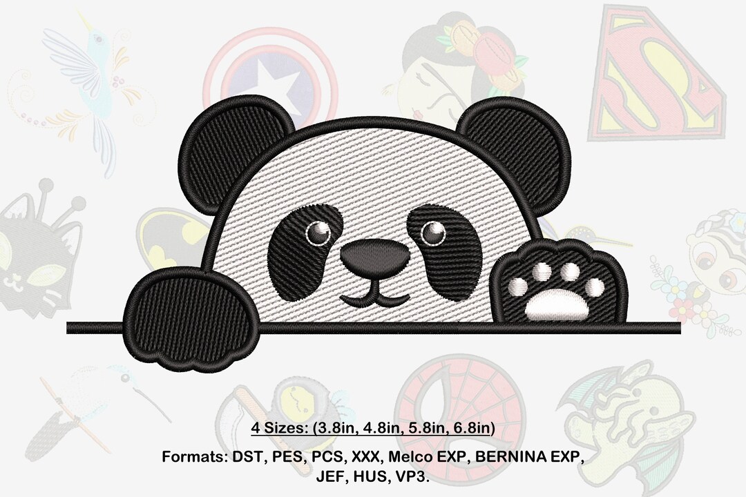 Panda Machine Embroidery Design. Bear Machine Embroidery Design. 4 ...