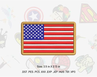 Amerikanische Flagge Stickdatei für die Maschine | Sofortdownload | PES DST Formate und mehr.