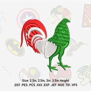 Mexican Rooster Machine Embroidery Design. 4 sizes.