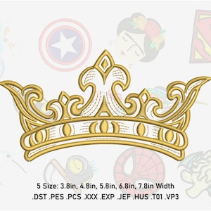 Crown Machine Embroidery Design. 5 Sizes.
