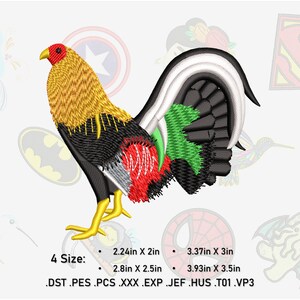 Rooster Machine Embroidery Design. Farm Animal Embroidery Design. 4 Sizes.