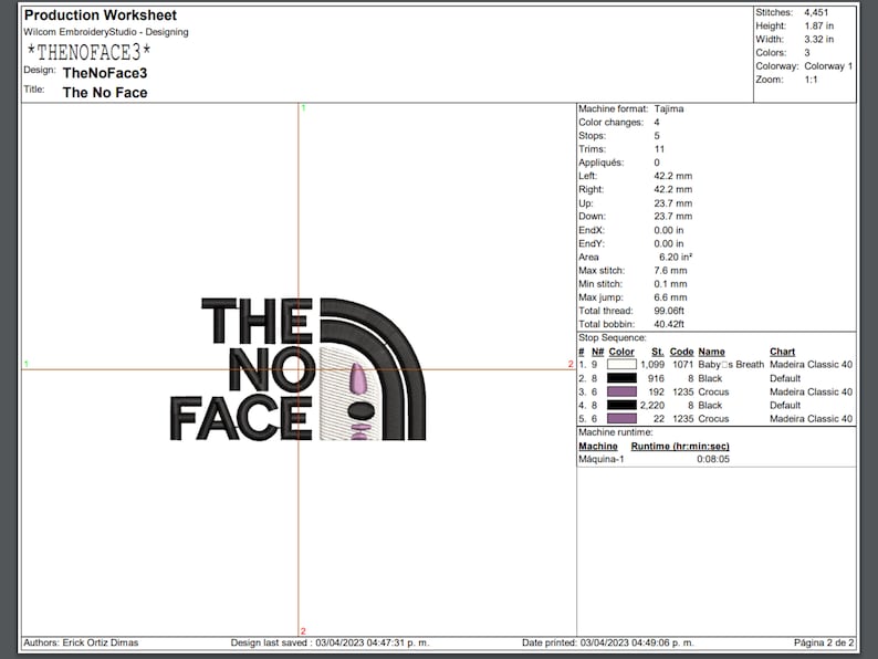 Anime Machine embroidery Design. The no Face. 4 sizes image 5