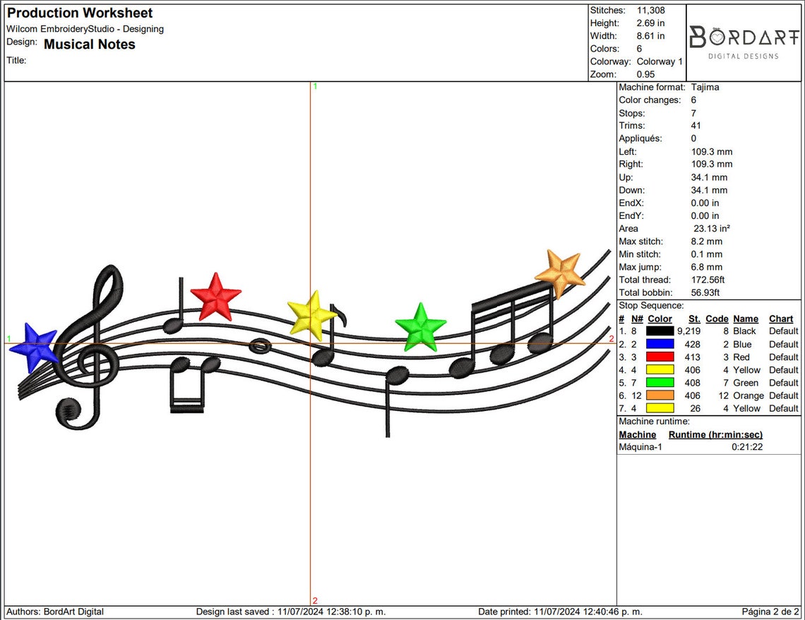 Musical Notes Machine Embroidery Design. 8.6 in X 2.69 In - Etsy