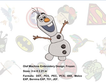 Snowman Machine Embroidery Design. Frozen. 3 in x 2.21 in