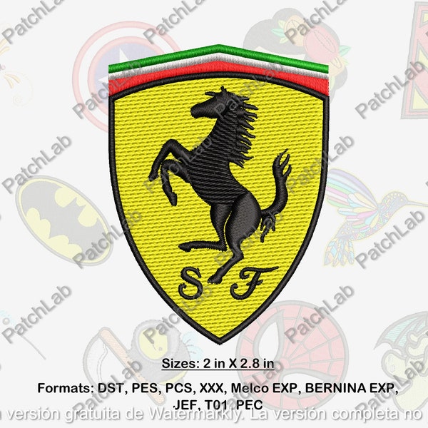 Fer-Rari Machine Embroidery Design. 2.8 in X 2 in