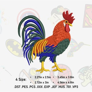 Rooster Machine Embroidery Design. Farm animal Embroidery Design. 4 Sizes. Instant download