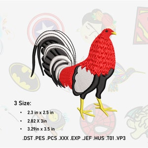 Rooster Embroidery Design. 3 Sizes. Instant Download