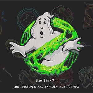 Ghost Machine Embroidery Design. Big embroidery design. 8 in X 7 in. Instant download.