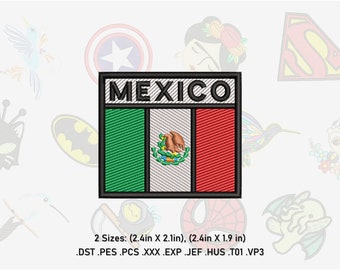 Mexican Flag Machine Embroidery Design. 2 Sizes