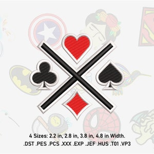 Motif de broderie Machine poker. Conception de broderie de casquette. 4 tailles