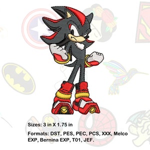 Shadow Machine Embroidery Design. Sonic. 3 in X 1.7 in