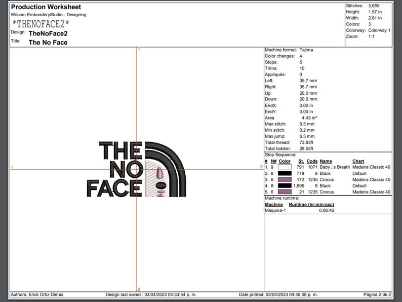 Anime Machine embroidery Design. The no Face. 4 sizes image 3