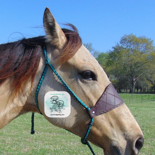 Custom Rope Halter With Lead Leather Bronc Noseband Hand Etsy