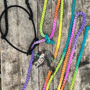 Puede incluir: Cinco cuerdas trenzadas en varios colores arcoíris, incluyendo amarillo, naranja, rojo, rosa, morado, azul, verde y turquesa. También se incluye una cuerda trenzada negra.