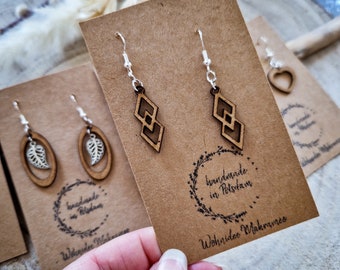 Wooden earrings - various designs / wooden earrings / hanging earrings / fashion jewelry made of light wood