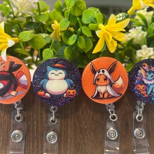 Halloween Anime Retractable Rotating Badge Reel with Alligator Clip