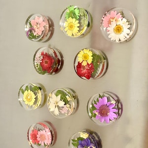 本物の押し花樹脂マグネット（金箔付き）、5個、10個、20個セット、彼女へのプレゼント