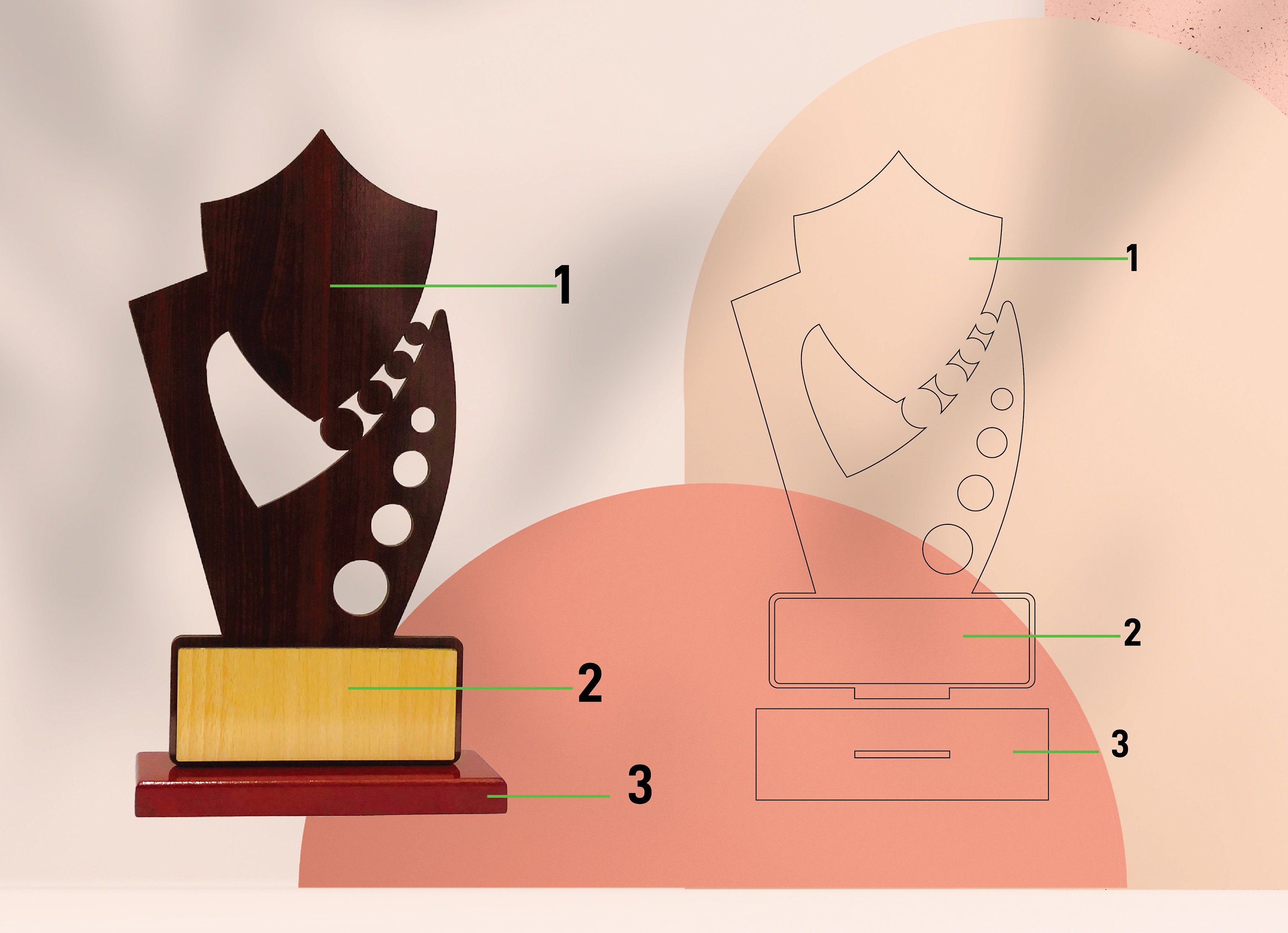Wooden Award Award Shape With Base SVG Laser Cut Files Etsy