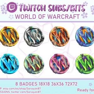 TWITCH BADGES sub/bits World of Warcraft Twitch stream WOW Warcraft emblems