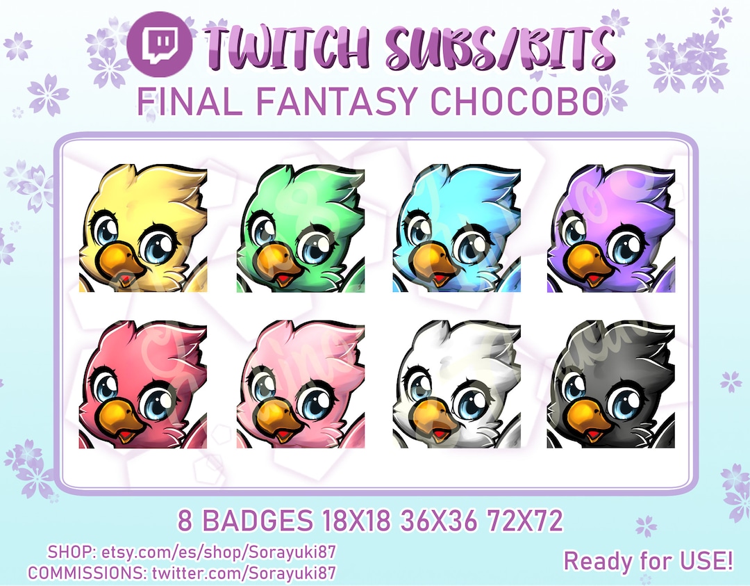 CHOCOBO TWITCH BADGES Emblems Subs | | Bits Emblems | Twitch Graphics ...