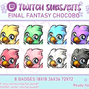 CHOCOBO TWITCH BADGES Emblems subs | | bits emblems | twitch graphics Final fantasy emblems |