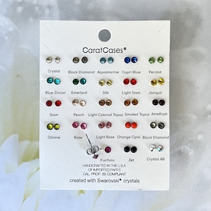 Swarovski Dainty 3 mm Stud Earrings | Stainless Steel Post | Perfect for Everyday Wear | Many Colors, Rose, Siam, Fuchsia, Peridot and More