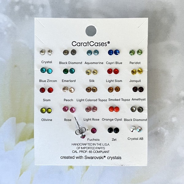 Swarovski Dainty 3 mm Stud Earrings | Stainless Steel Post | Perfect for Everyday Wear | Many Colors, Rose, Siam, Fuchsia, Peridot and More