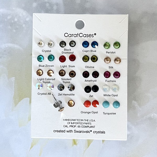 Swarovski Elegant 4.5 mm Stud Earrings | Stainless Steel Post | Perfect for Everyday Wear | Many Colors, Jet, Siam, White Opal, and More