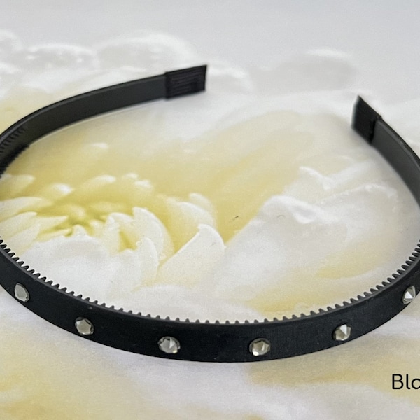 Black Natural Silk Headband with Swarovski Crystals | Black ABS Plastic With Teeth Comb | Silk Swarovski Headband for Girls Women
