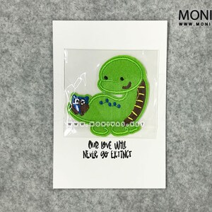 Unsere Liebe wird niemals ausgestorben niedliches Dinosaurier-Postkarten-Geschenk