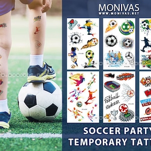 Soccer Football Party Temporary Tattoo DIY World Cup Body Stickers (6pcs)