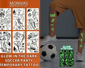 Glow in the Dark Soccer Temporary Tattoo World Cup Football Stickers (6pcs)