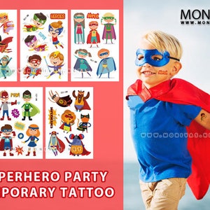 Superheroes Tattoo Kids Birthday Party Temporary Body Art (5pcs)