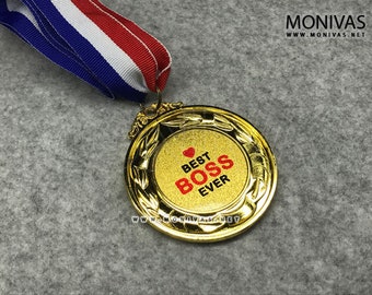 Best Boss Ever Gold Medal Birthday Present Novelty Farewell Gift