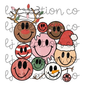 Christmas Smiley, Retro Christmas png. Christmas PNG