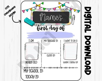 Schulanfang Schild, Chalkboard Design (Digitaler Download)