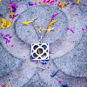 Flower of Barcelona pendant in stainless steel. Handmade for women. El Panot or Rajola, an icon of Barcelona for your daily life.