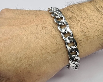 Large link bracelet, 12mm wide, for men. Shipping with tracking.