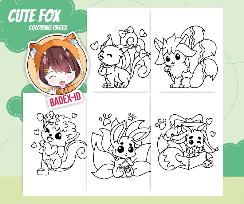 Cute Fox Coloring Pages / Kawaii Coloring Book / Digital - Etsy