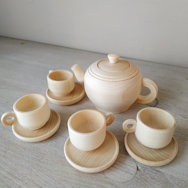 Wooden Tea Set Etsy