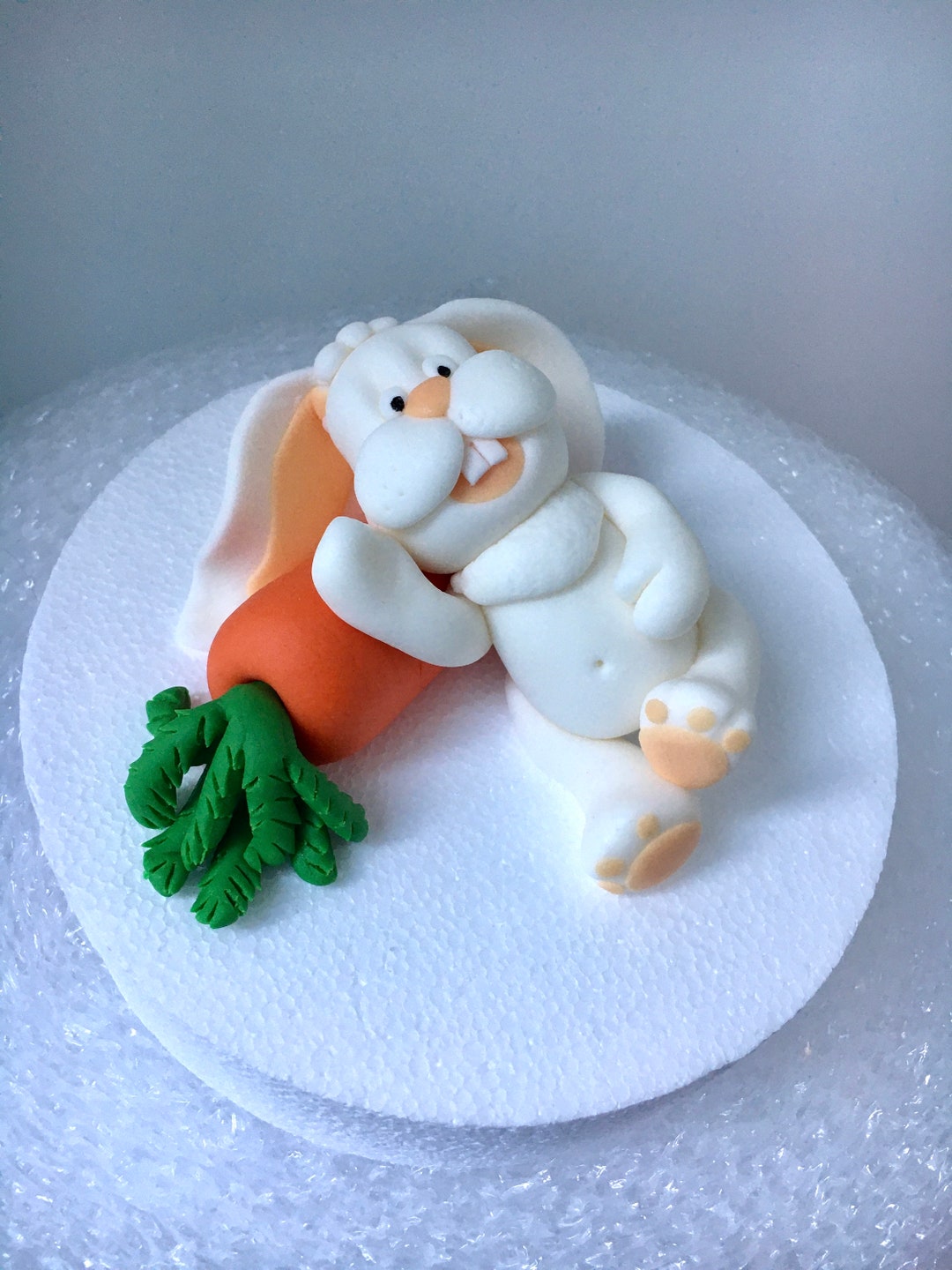 Fondant Caketopper Cheeky Rabbit With Carrot Carrot Lying Large for ...