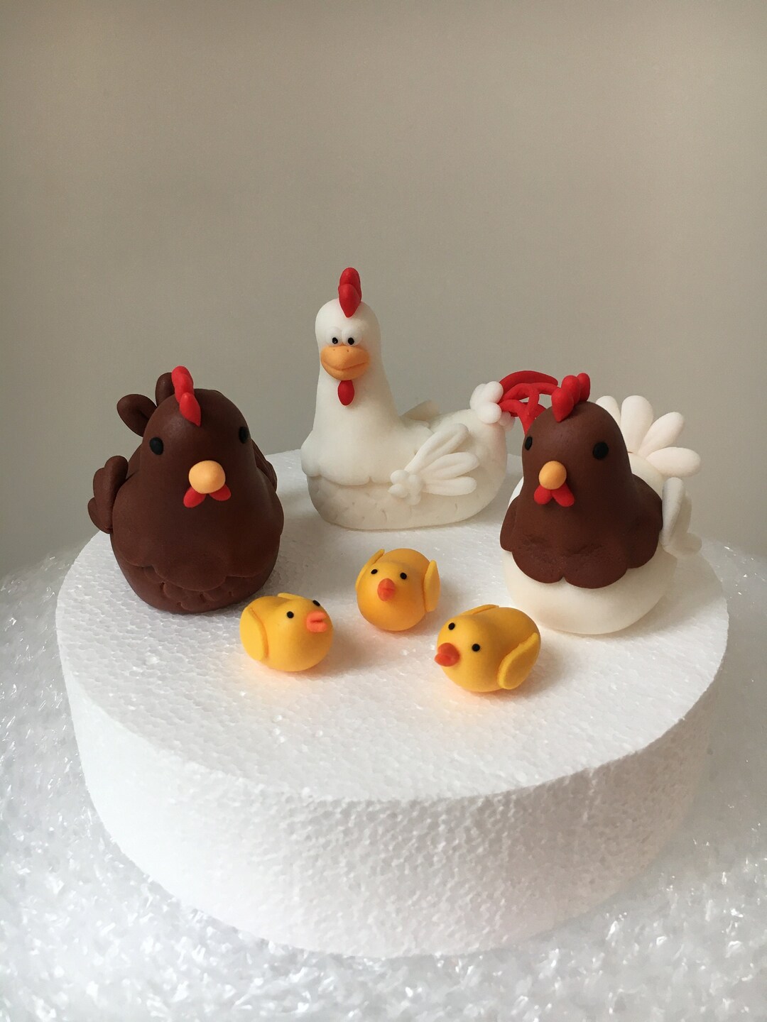 Caketopper aus Fondant Hahn Huhn Küken Bauernhof Tortendekoration ...