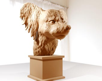 パピヨン犬の胸像 - 3Dプリント可能な彫像（STL/3MFファイル） - Etsy 日本