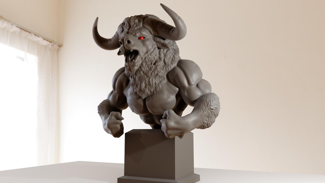 Minotaur Head With Arms Roaring Bust 3d Printing STL File - Etsy UK