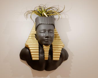 Tête de fixation murale Sphynx, pot de fleurs égyptien, vase à fleurs, impression 3D, fichier STL